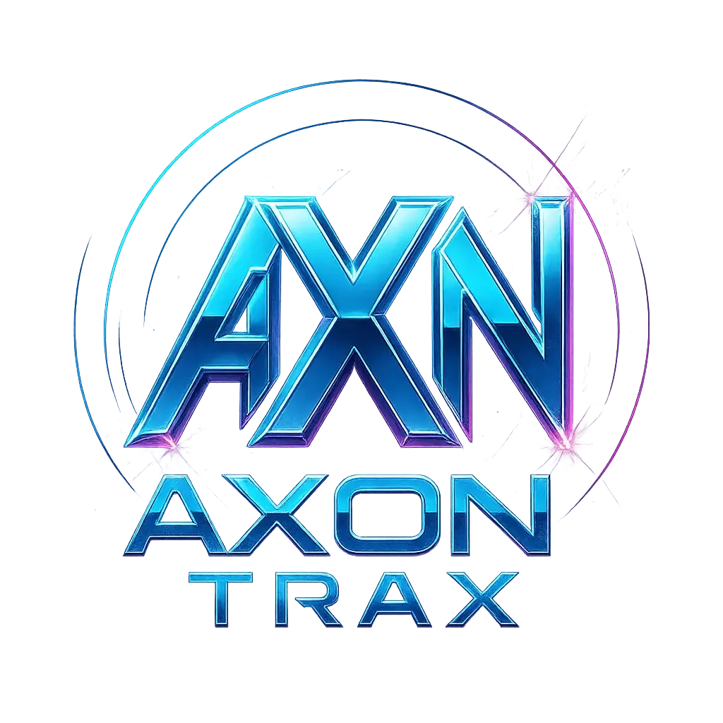Futuristic chrome DJ Logo template with AXN monogram