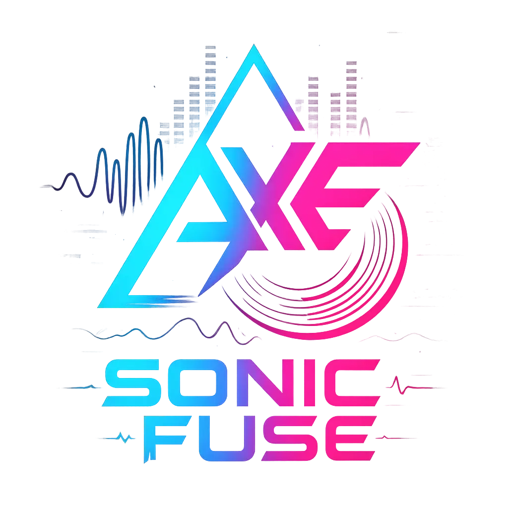 Futuristic DJ Logo template with neon monogram and waveform
