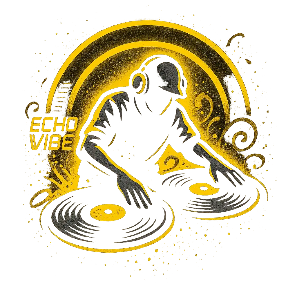 Energetic DJ Logo template with bold vinyl and graffiti effects