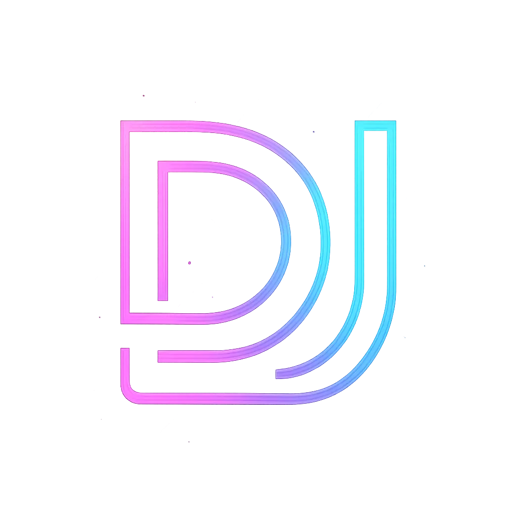 DJ Logo template with neon gradient monogram