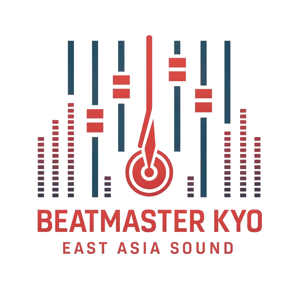 Minimalist DJ Logo template with sliders and taiko motif