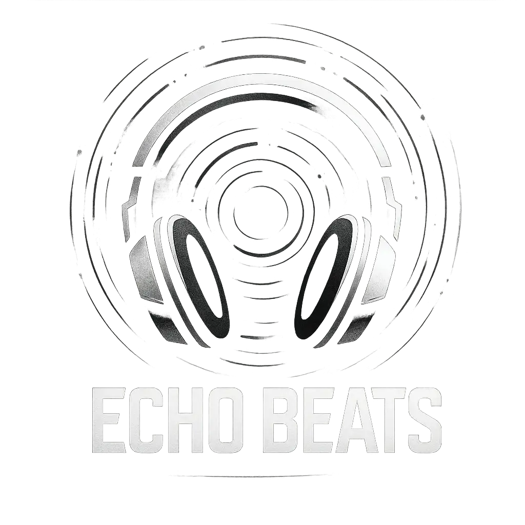 Minimalist monochrome DJ Logo template with stylized headphones.