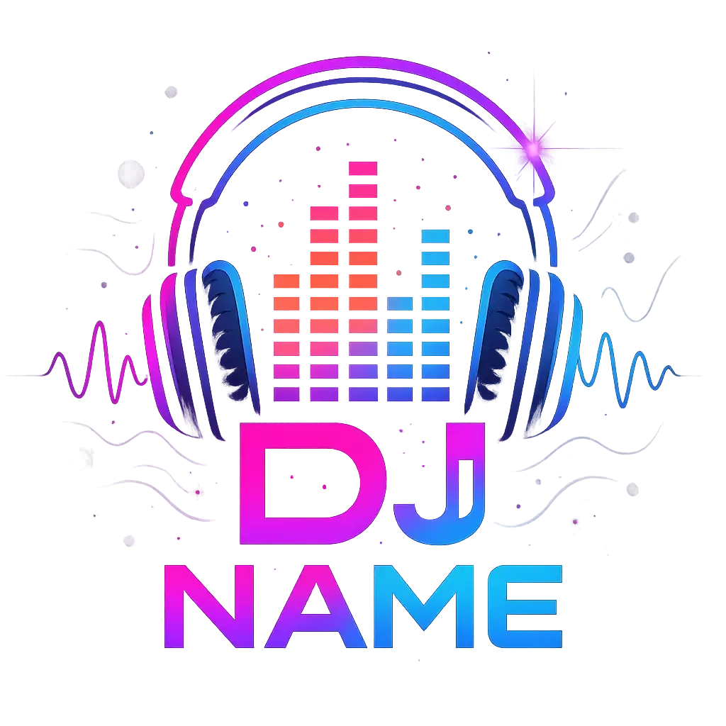 DJ Logo template with neon gradient and equalizer design