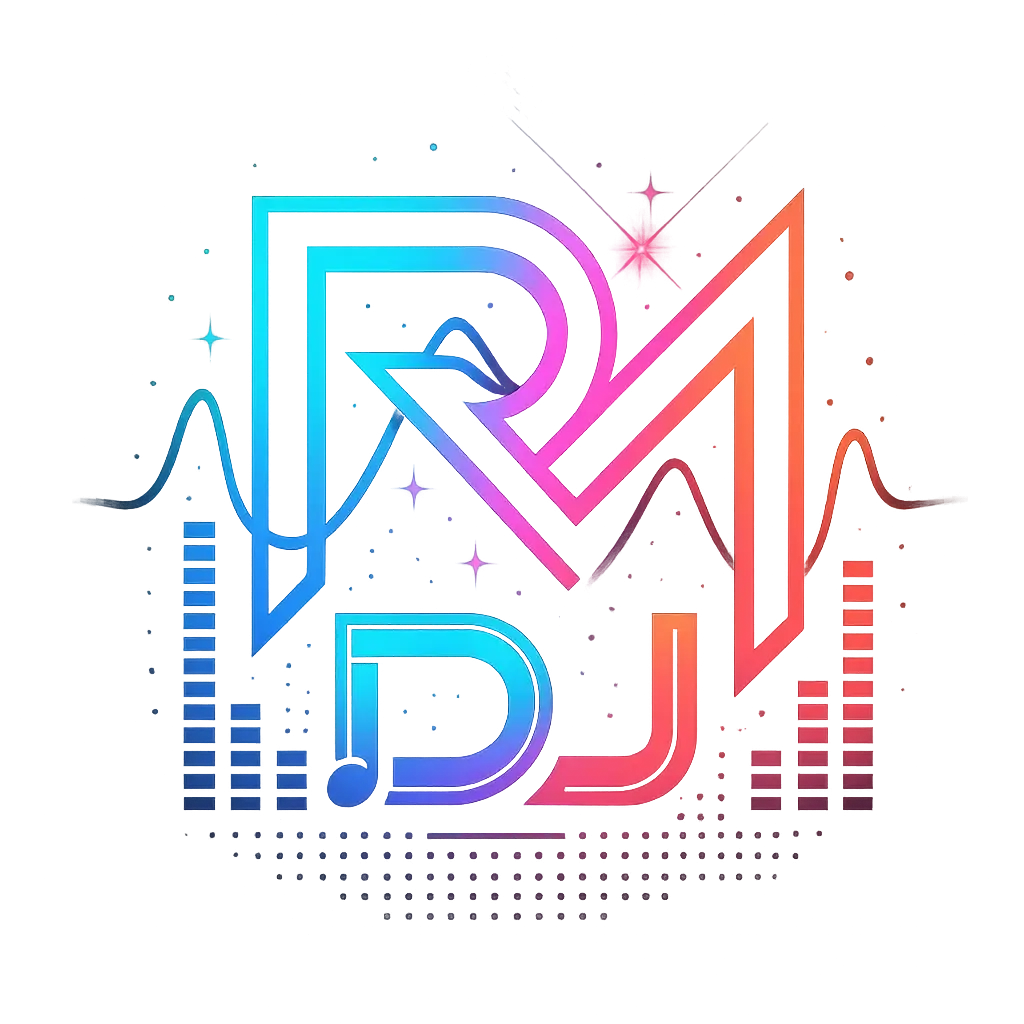 Energetic DJ Logo template with neon gradient and futuristic monogram