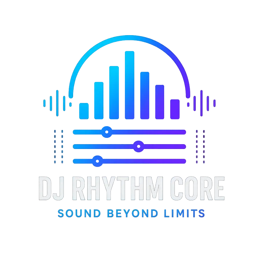 Minimalist DJ Logo template with equalizer bars and bold font