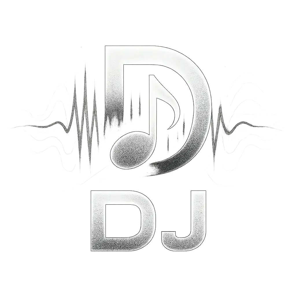 DJ Logo template with stylized D and musical note