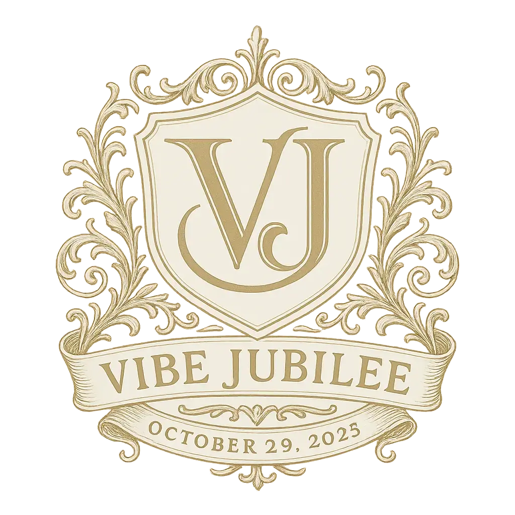 Elegant gold DJ Logo template with ornate VJ monogram