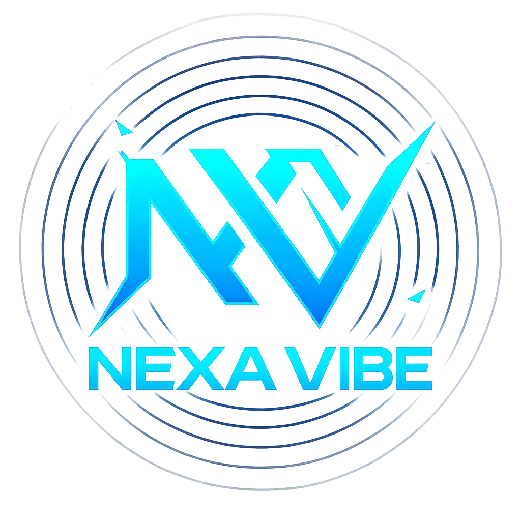 Futuristic NXV DJ Logo template with glowing duotone style