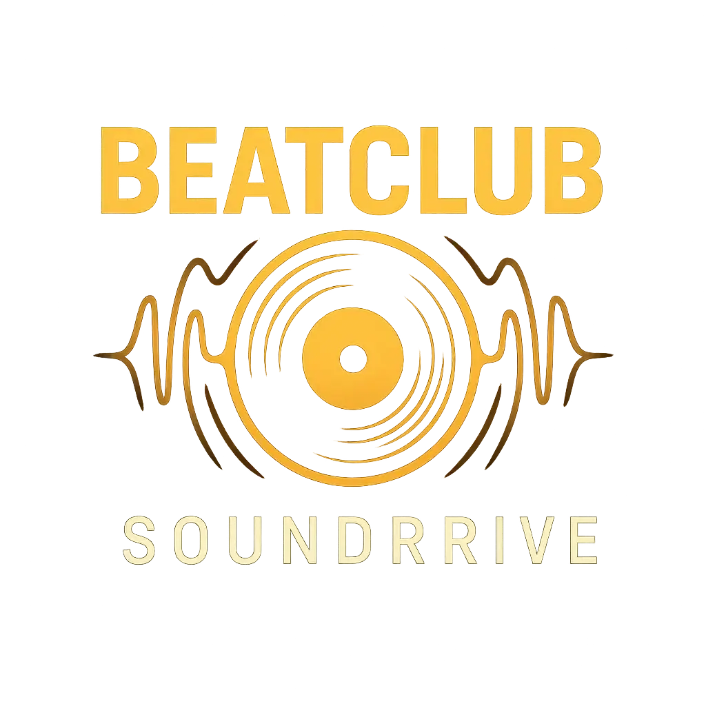 Modern DJ Logo template with vinyl and bold text