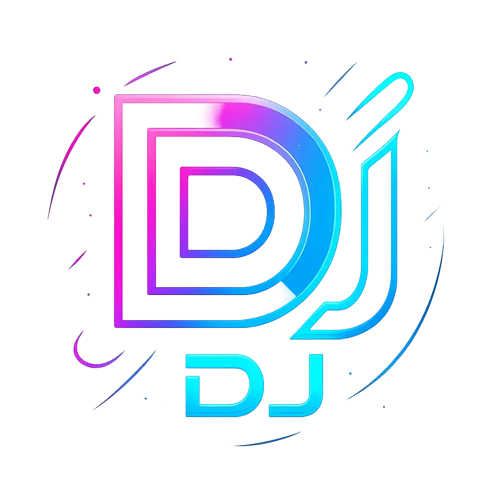 3D futuristic DJ Logo template with neon gradient colors