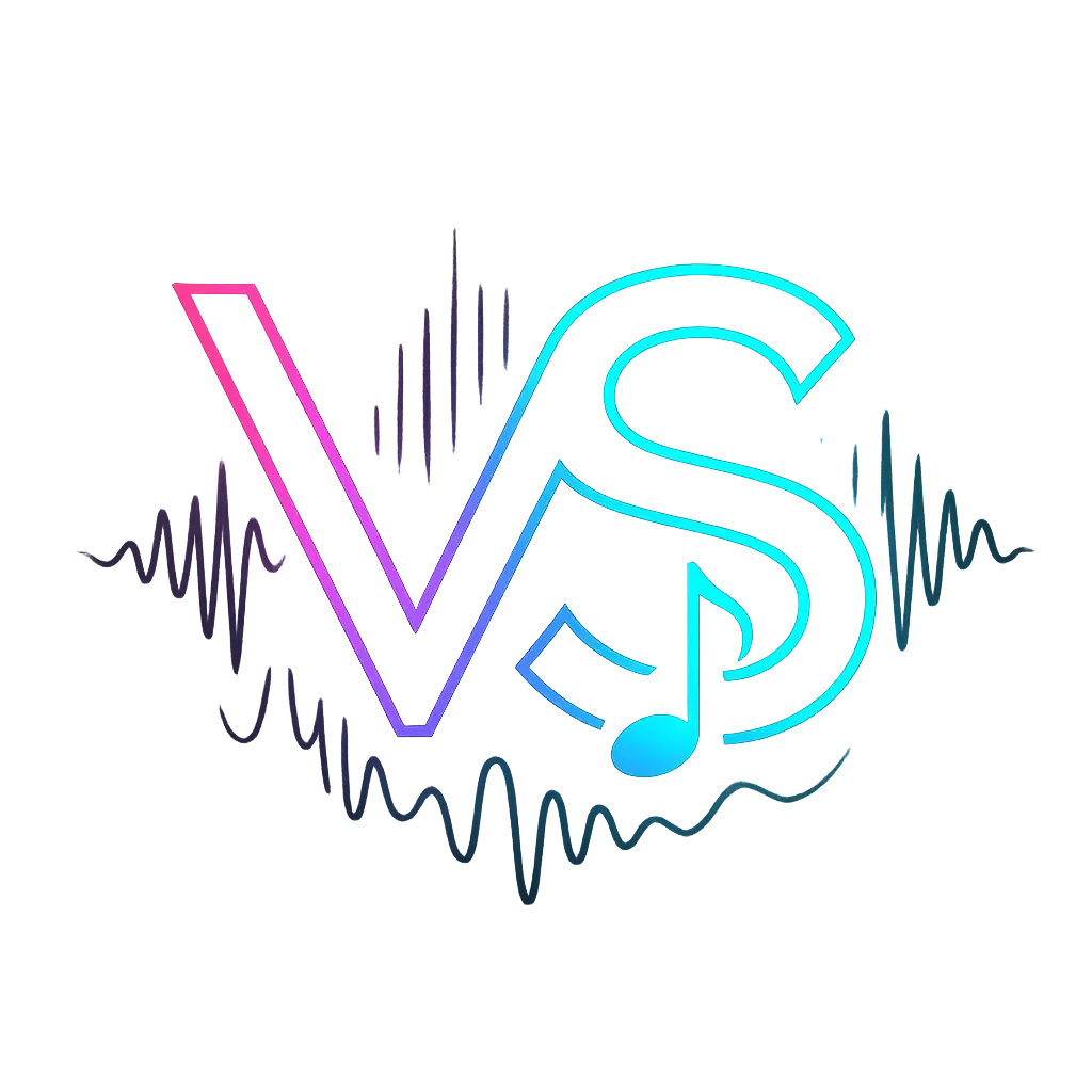 DJ Logo template with neon gradient and sound waves