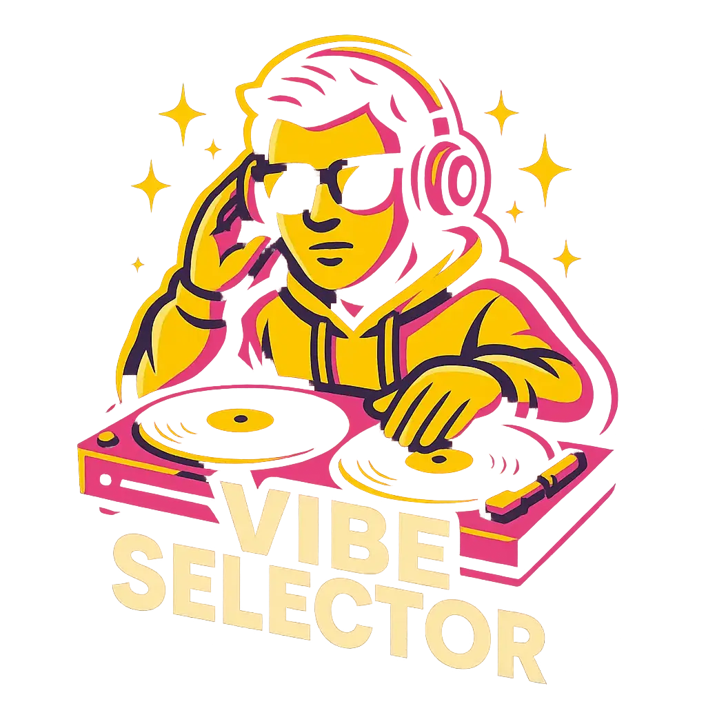 Playful DJ Logo template with cartoon DJ and bold colors