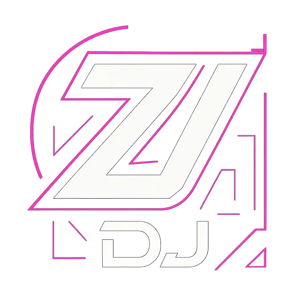 Edgy ZJ DJ Logo template in neon duotone style