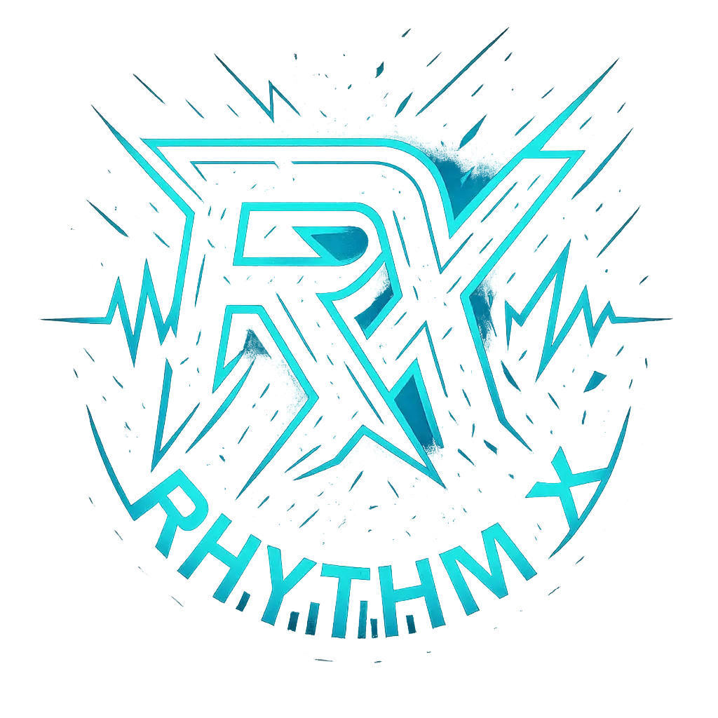 Edgy duotone DJ Logo template with stylized RX monogram