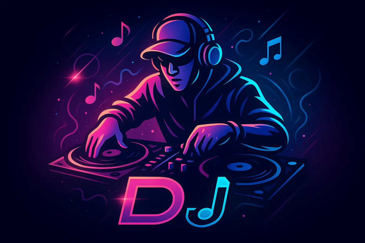 Monochrome DJ Logo template with bold NR monogram