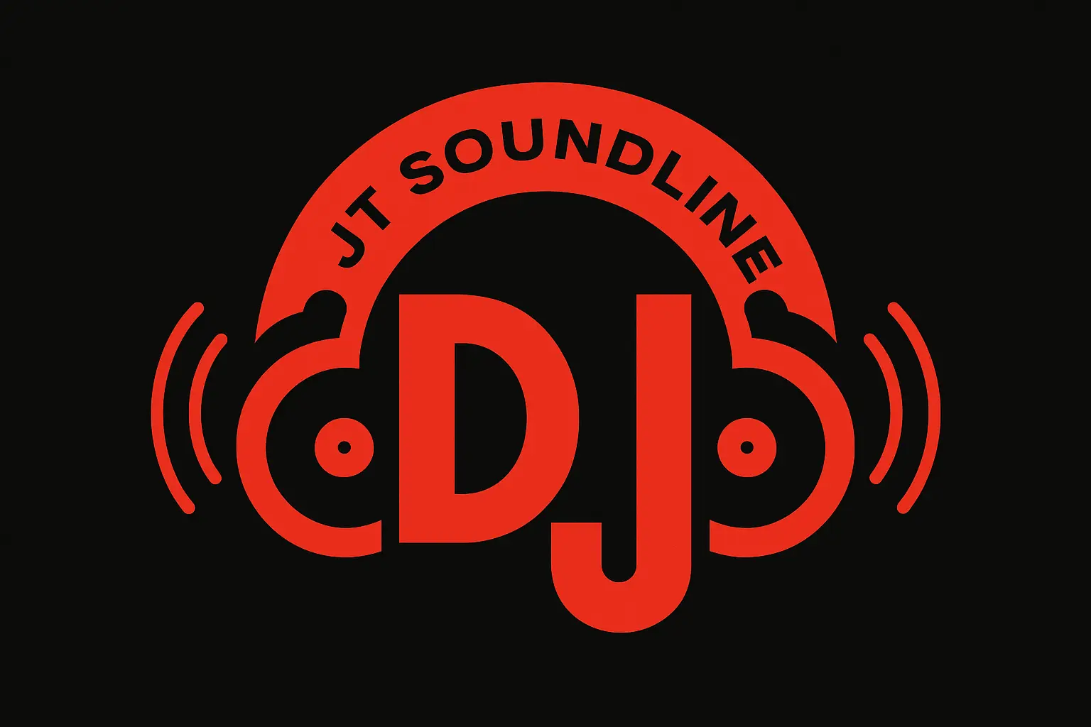 Minimalist DJ Logo template with headphones and turntables