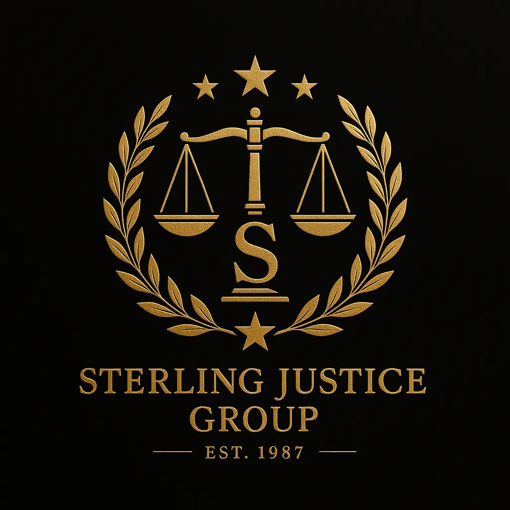 Gold Attorney / Law Logo template with scales and laurel