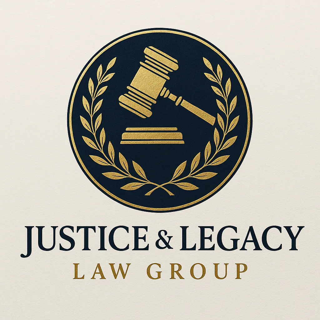Attorney / Law Logo template with gavel, laurel, and classic typography
