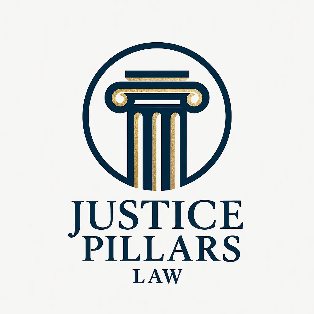 Attorney / Law Logo template featuring pillars and serif text