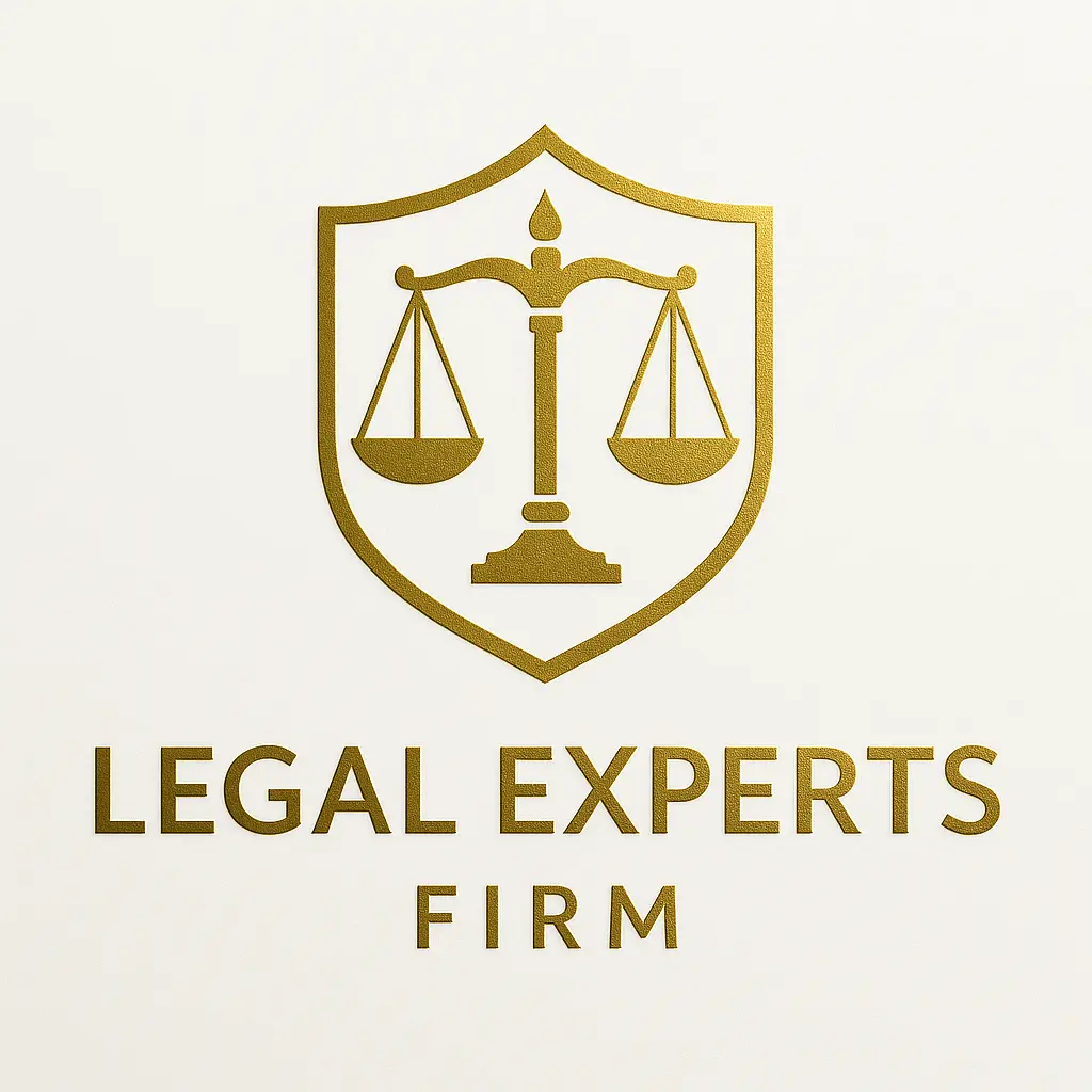 Attorney / Law Logo template with scales of justice, gold and black color scheme