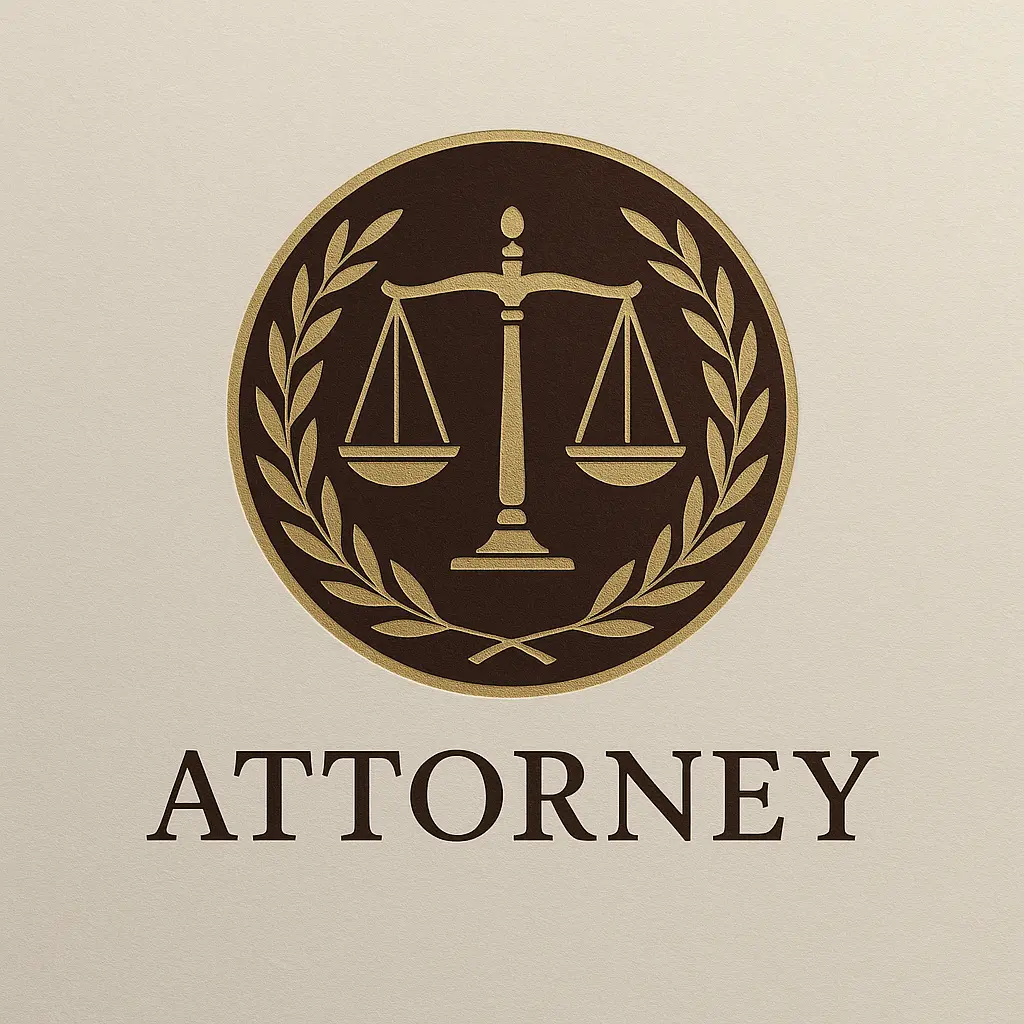 Attorney / Law Logo template featuring scales of justice and laurel wreath