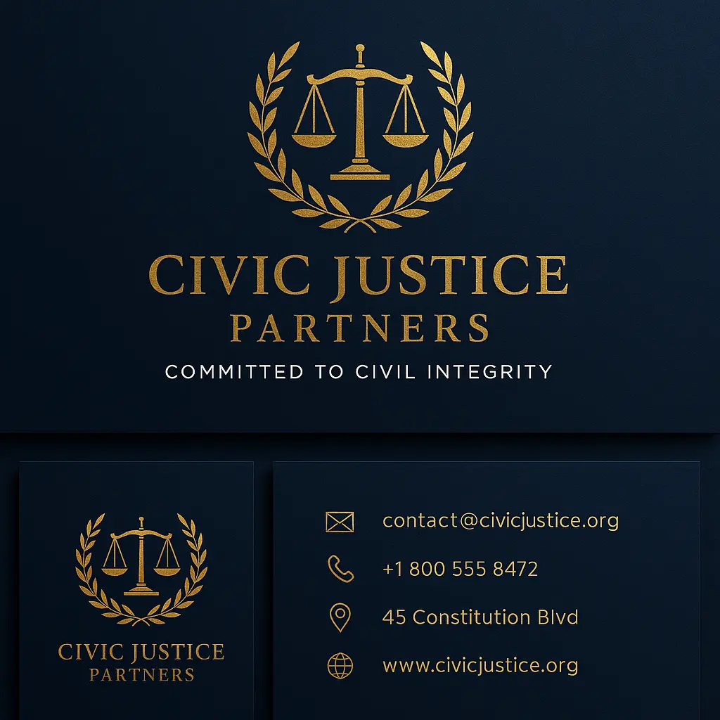Elegant Attorney / Law Logo template with gold emblem and navy background