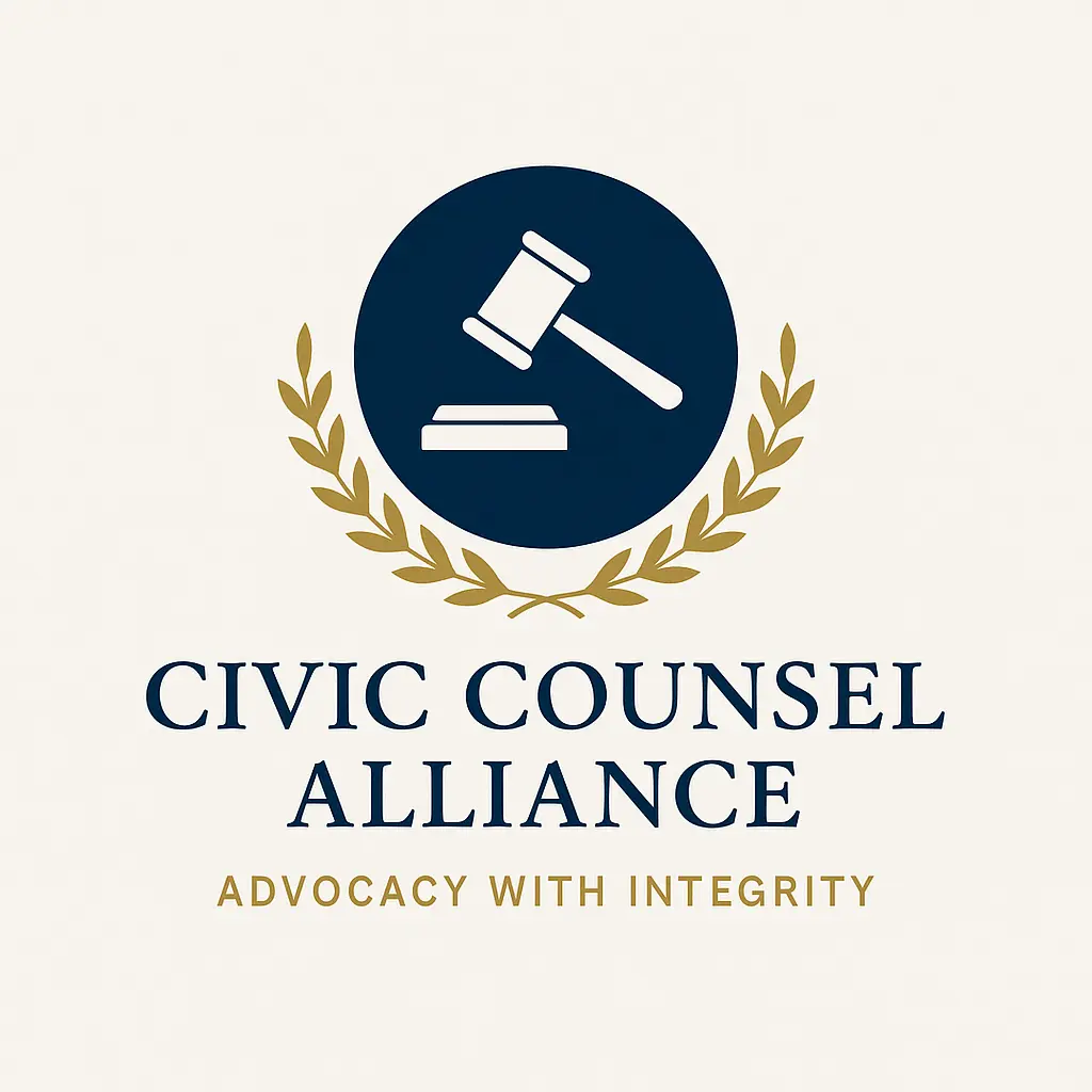 Attorney / Law Logo template with gavel and laurel wreath