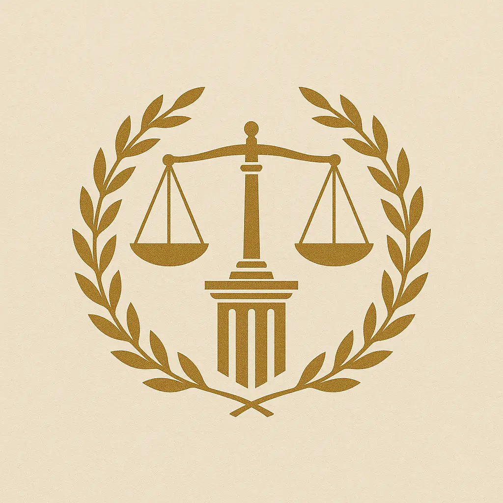 Attorney / Law Logo template with scales of justice and laurel wreath.