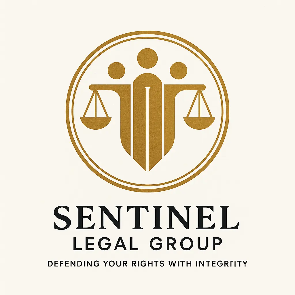 Attorney / Law Logo template with gold justice scales and modern layout