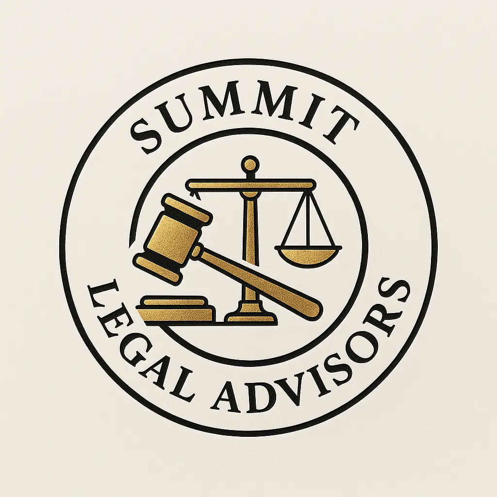Attorney / Law Logo template with gavel, scales, and gold accents