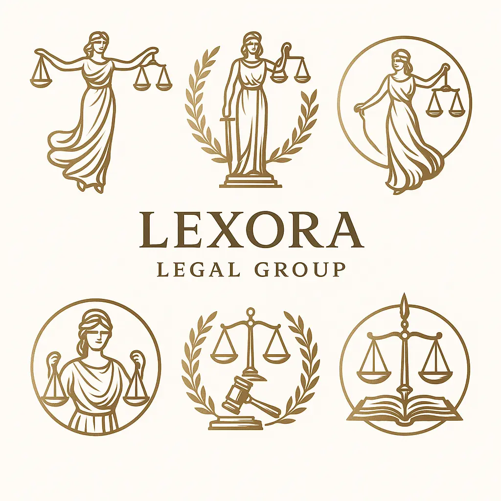 Elegant Attorney / Law Logo template with scales and laurel emblems