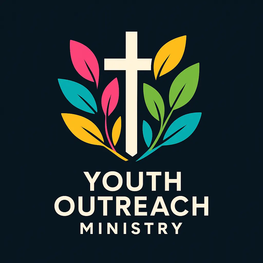 Church Logo template with vibrant foliage and cross design