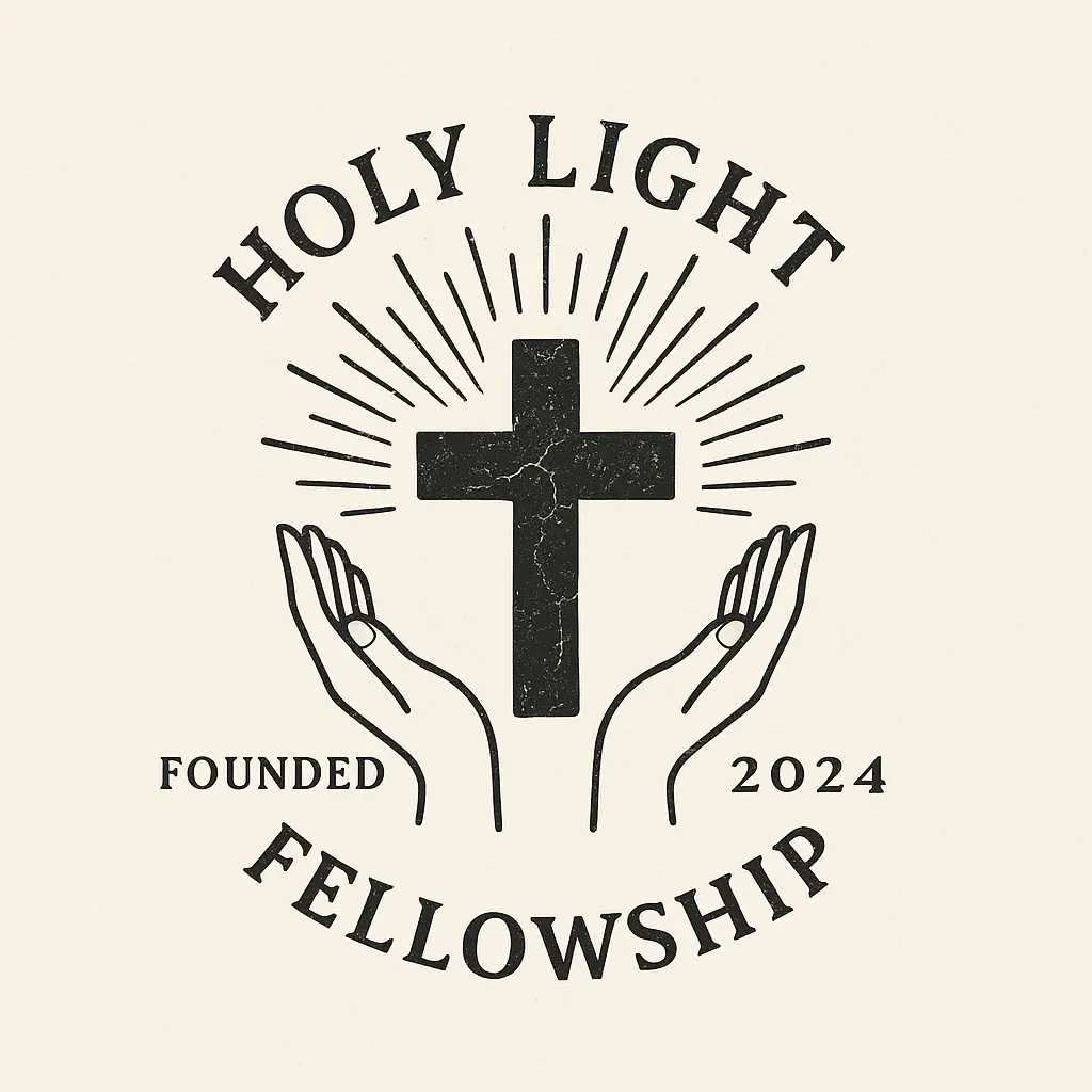 Vintage Church Logo template with cross, rays, and hands