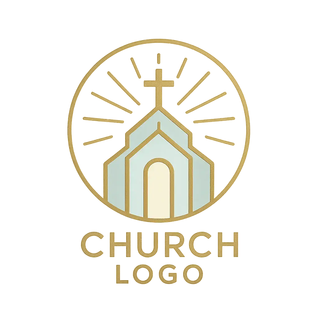 Church Logo template with cross, rays of light, and modern sans-serif font