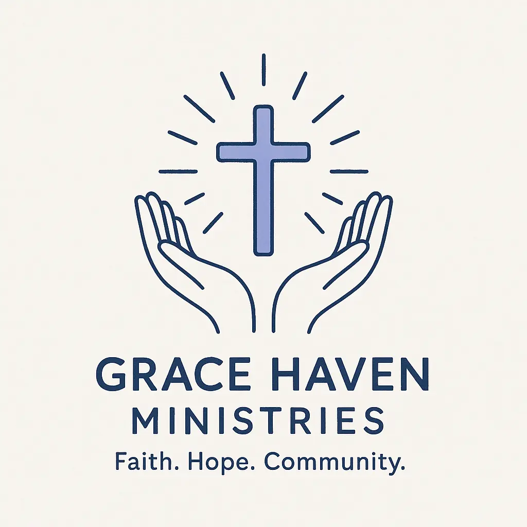 Minimalist Church Logo template with hands and cross