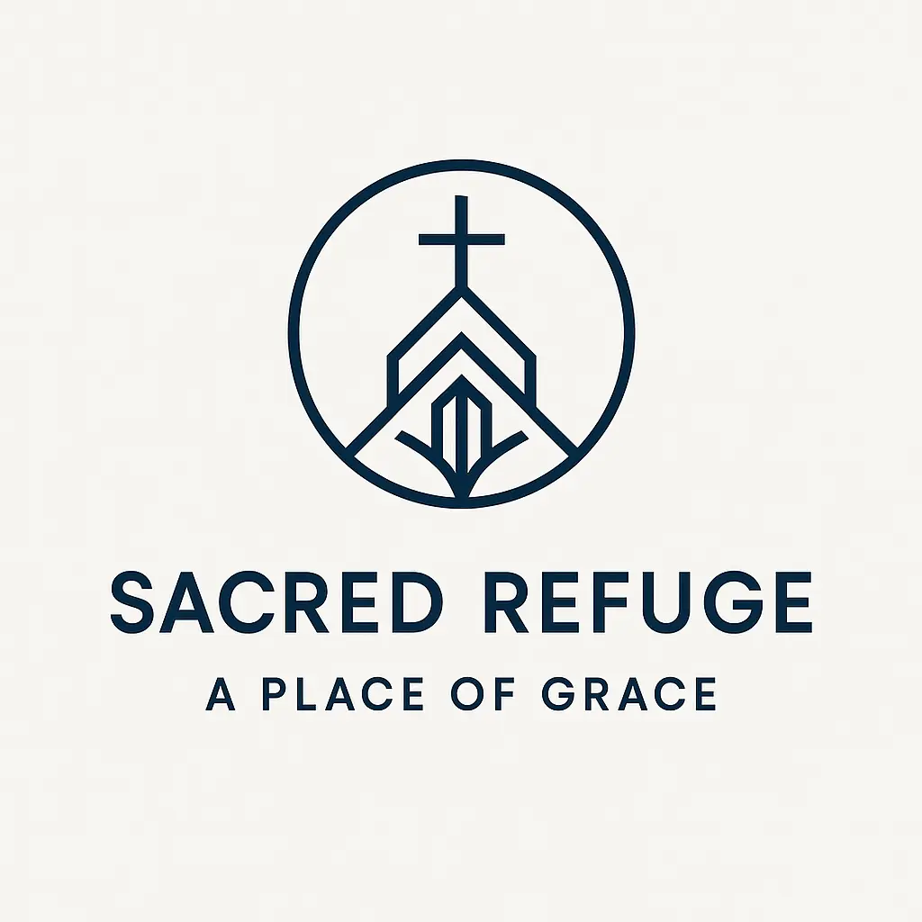 Minimalist Church Logo template with cross and roofline design