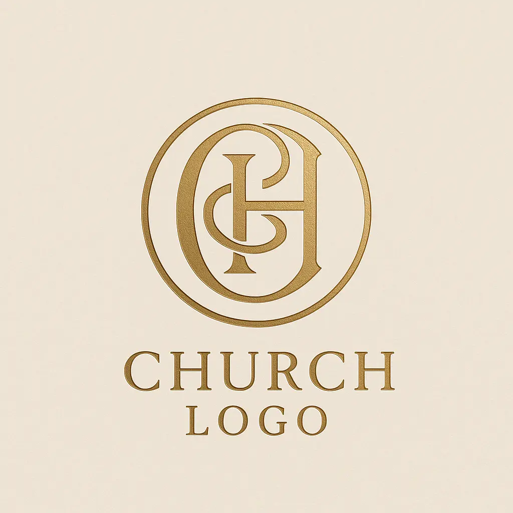 Church Logo template with intertwined initials in gold