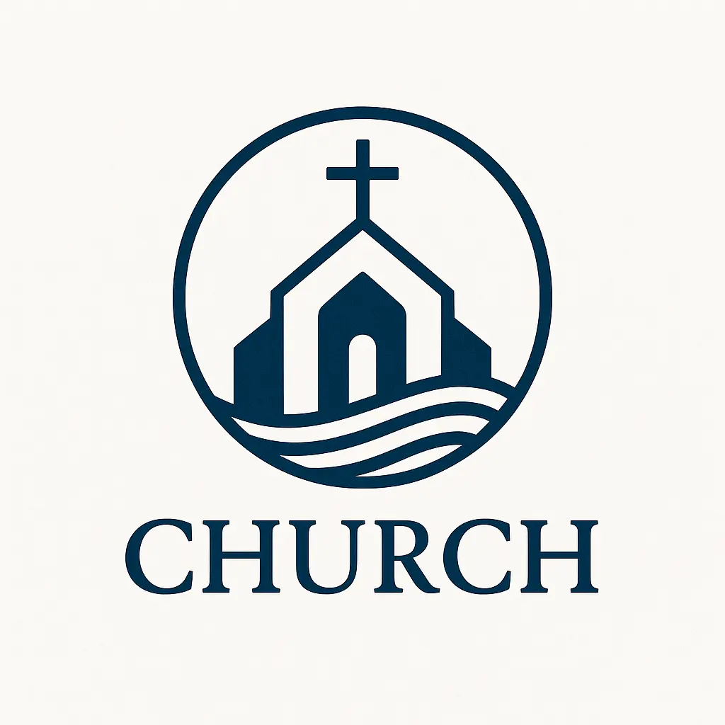 Church Logo template with cross and church building