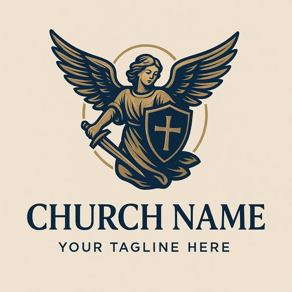 Church Logo template with angel emblem and spiritual theme