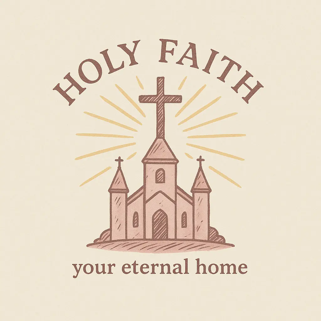 Church Logo template with hand-drawn church and cross