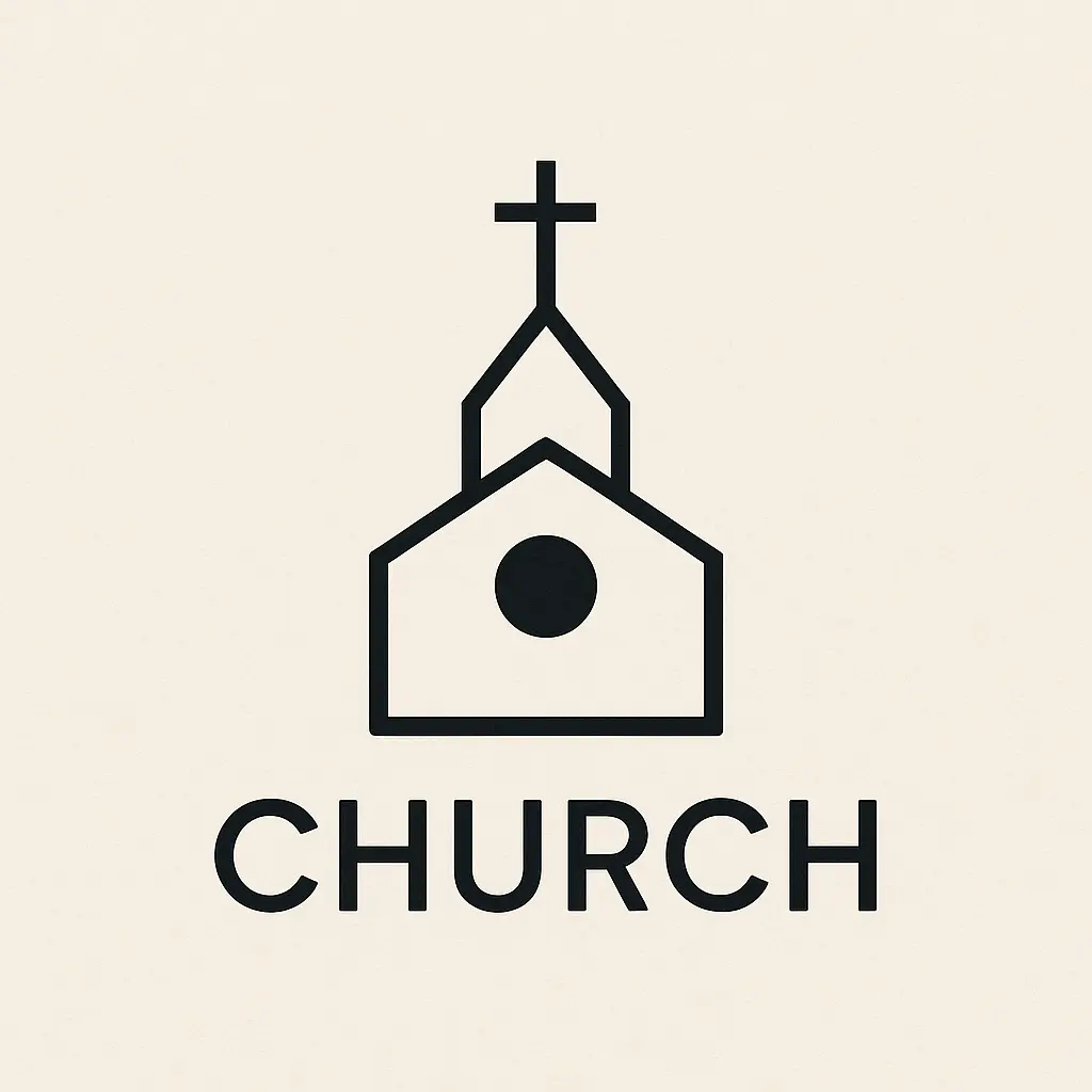 Minimalist Church Logo template with cross and steeple design