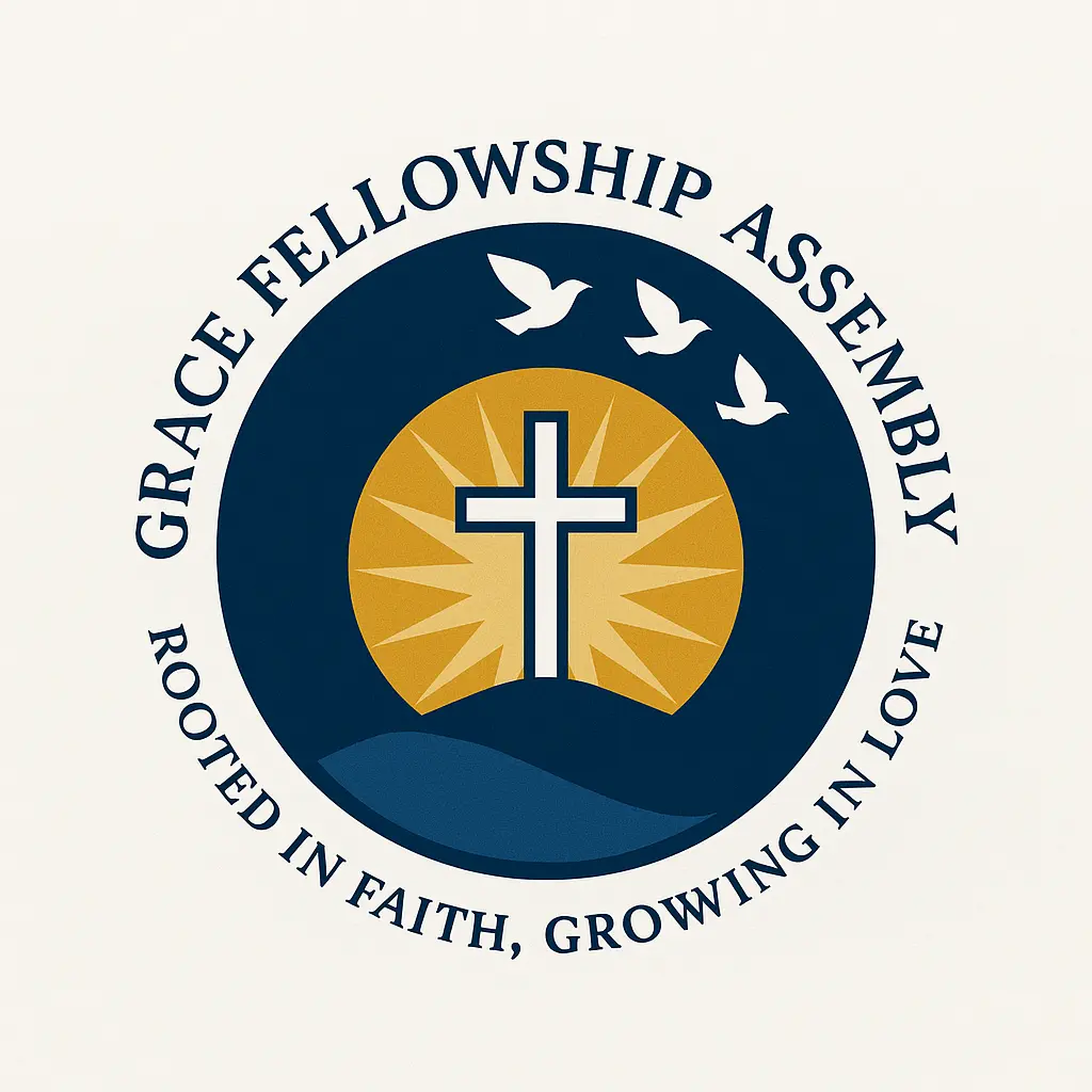 Church Logo template with cross, sunburst, and doves