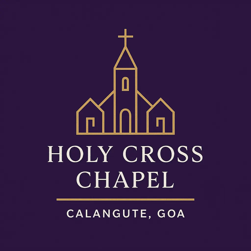 Minimalist gold Church Logo template on purple background