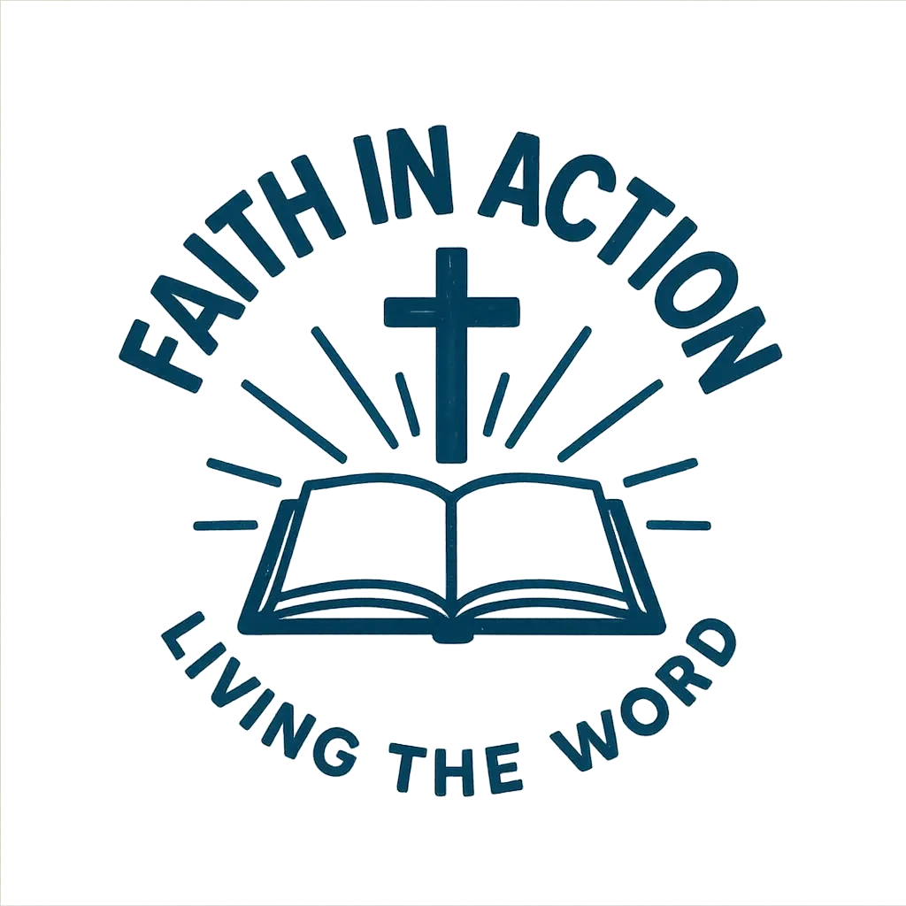 Church Logo template with cross, Bible, and rays of light