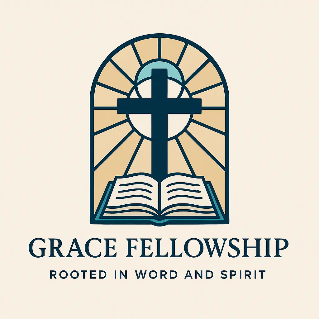 Stained glass Church Logo template with cross and Bible
