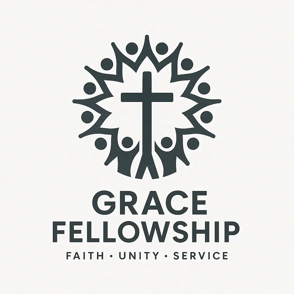 Contemporary Church Logo template with cross and unity figures