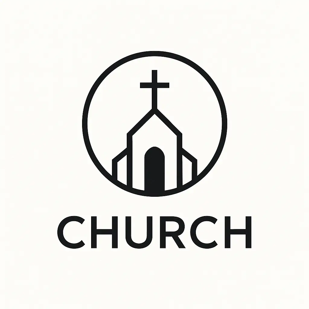 Church Logo template with cross and church building