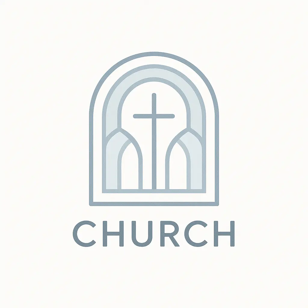 Church Logo template featuring cross and arches in minimalist design.