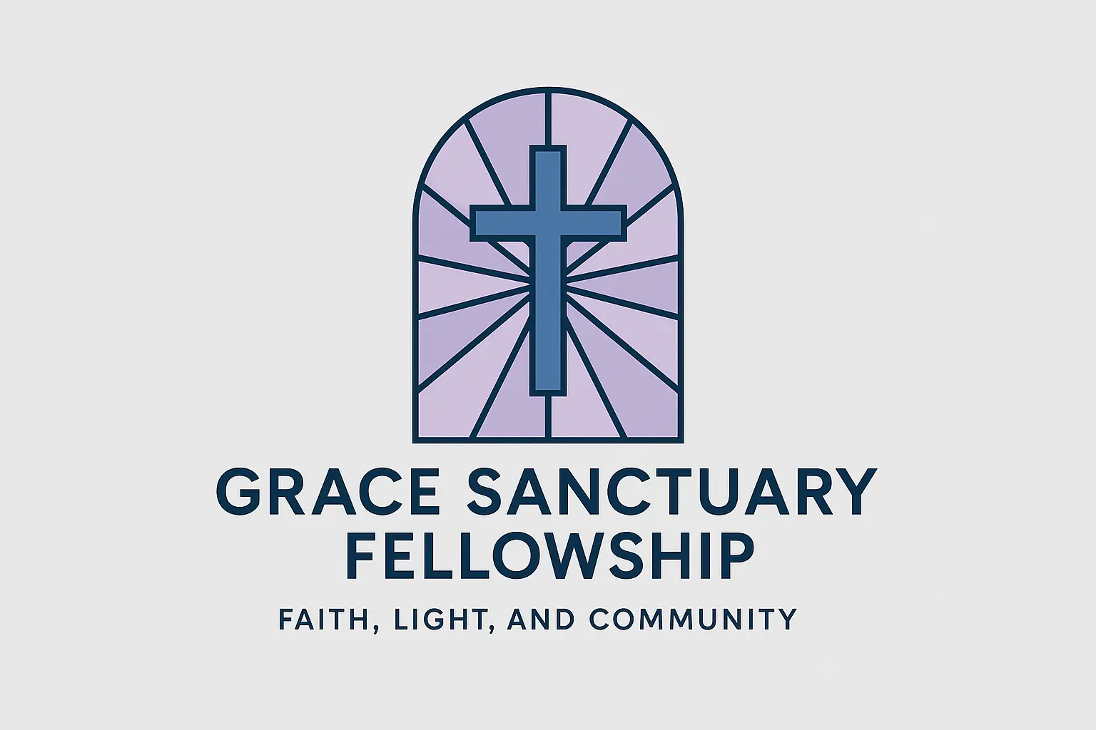 Stained glass Church Logo template with cross and Bible