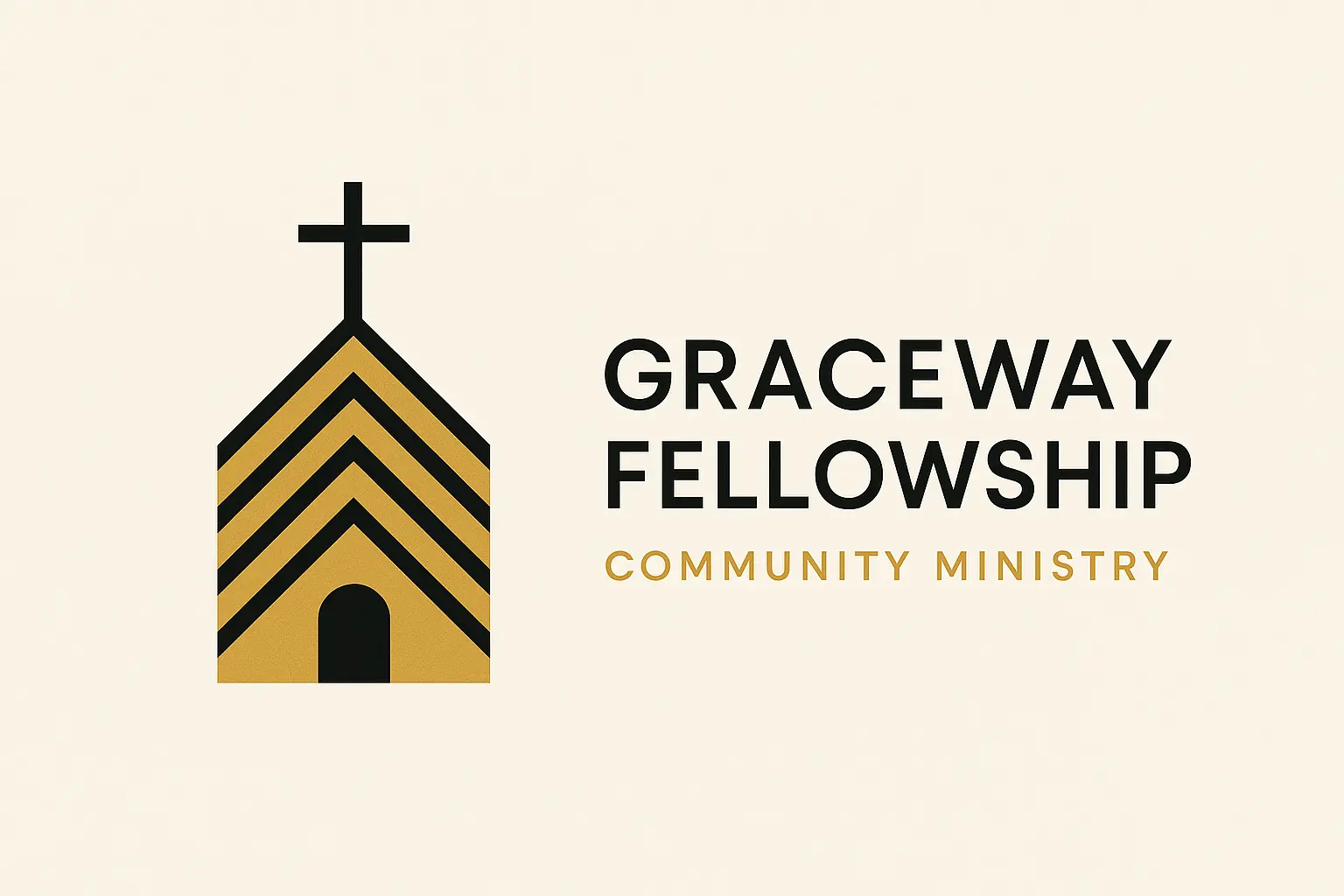 Church Logo template with cross, sun rays, and modern typography